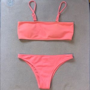 Pink ribbed bikini set